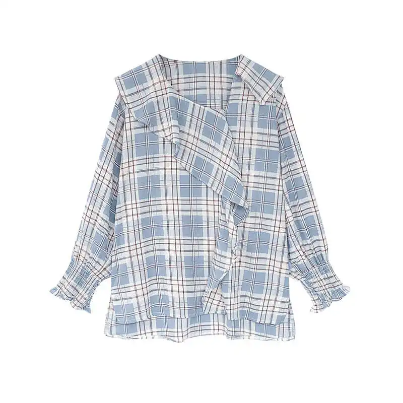 New Age Reducing Loose Chiffon Shirt Plaid Loose Casual Ruffle Small Fresh Top
New Age Reducing Loose Chiffon Shirt Plaid Loose Casual Ruffle Small Fresh Top