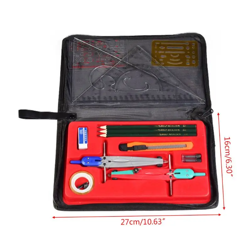 Drawing Compass Drafting Tool Set Ruler Pencil Eraser Math Student School Supply qyh
Drawing Compass Drafting Tool Set Ruler Pencil Eraser Math Student School Supply qyh