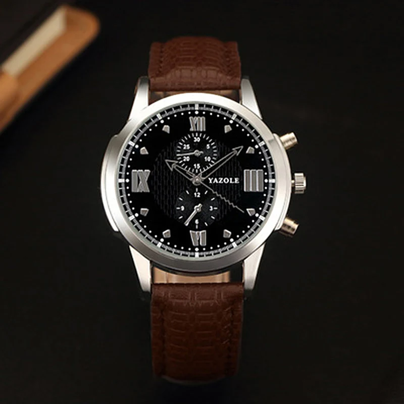 

YAZOLE Men Watches TOP Brand Luxury Leather Business Analog Quartz Wristwatches Clock Men Watch montre homme relogio masculino