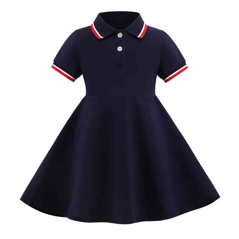 

2021 GODODOMAOYI, платье с коротким рукавом и отложным воротником для девочек, дизайнерская детская одежда оптом, американский и Европейский студе...