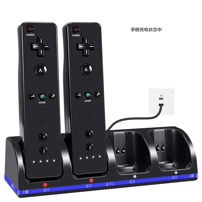 NEW For Wii-Remote Controller N-switch Accessory Profession Wii-Battery Charger Dock Stand + 4 x 2800 mAh Rechargeable Batteries |