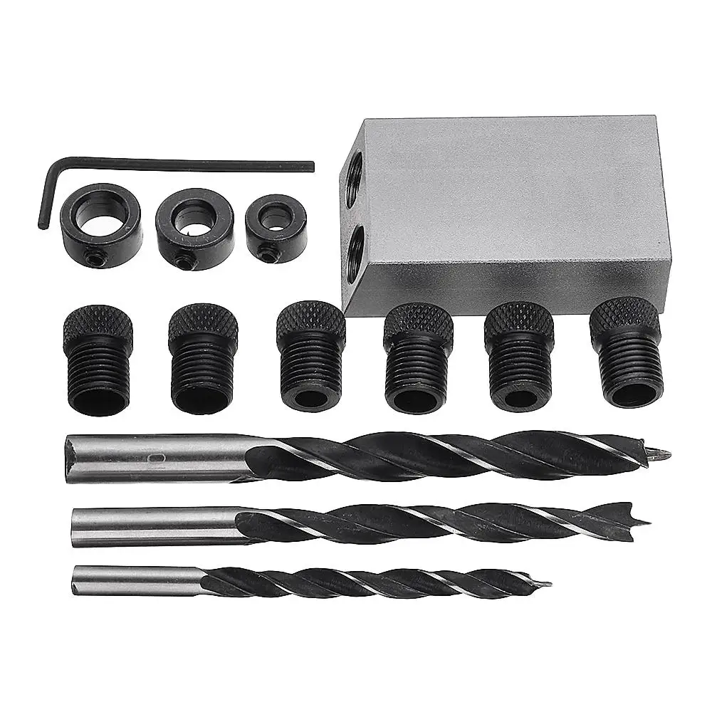 Grey 14pcs Woodworking Pocket Hole Screw Jig with Dowel 6/8/10mm Angle Drill Set Carpenters Wood Joint Hand Tool New
Grey 14pcs Woodworking Pocket Hole Screw Jig with Dowel 6/8/10mm Angle Drill Set Carpenters Wood Joint Hand Tool New