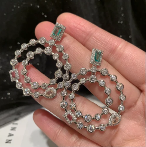 Hoop drop earrings temperament personality exaggerated elegance S925 silver needle earrings
Hoop drop earrings temperament personality exaggerated elegance S925 silver needle earrings
