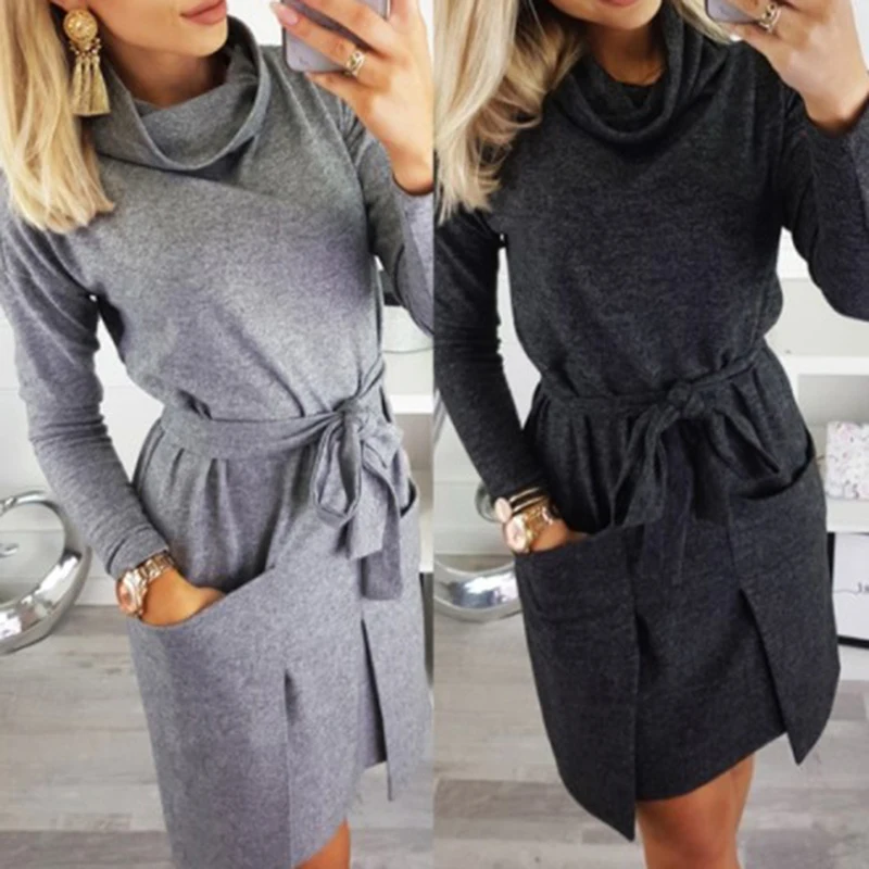 Autumn Winter Women Fashion Elegant Neck Long Sleeve Big Pocket Tops Ladies Female Large Big Solid Color Blouse Dress
Autumn Winter Women Fashion Elegant Neck Long Sleeve Big Pocket Tops Ladies Female Large Big Solid Color Blouse Dress