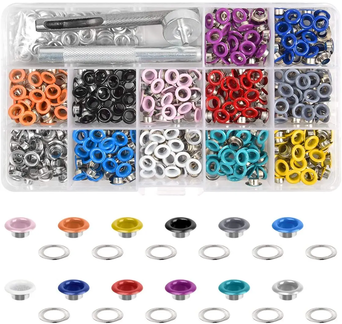 540pcs 5mm 12 Colors Metal Eyelets Prong Snap Button Grommets Fasteners Kit for DIY Clothing Shoes Bag Leather Crafts Box
540pcs 5mm 12 Colors Metal Eyelets Prong Snap Button Grommets Fasteners Kit for DIY Clothing Shoes Bag Leather Crafts Box