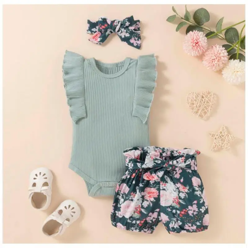 2021 3pcs/set Baby Girl Summer Clothes Sleeveless Ruffles Jumpsuit+Floral Print High Waist Pants+Headwear Suit Newborn Clothing
2021 3pcs/set Baby Girl Summer Clothes Sleeveless Ruffles Jumpsuit+Floral Print High Waist Pants+Headwear Suit Newborn Clothing