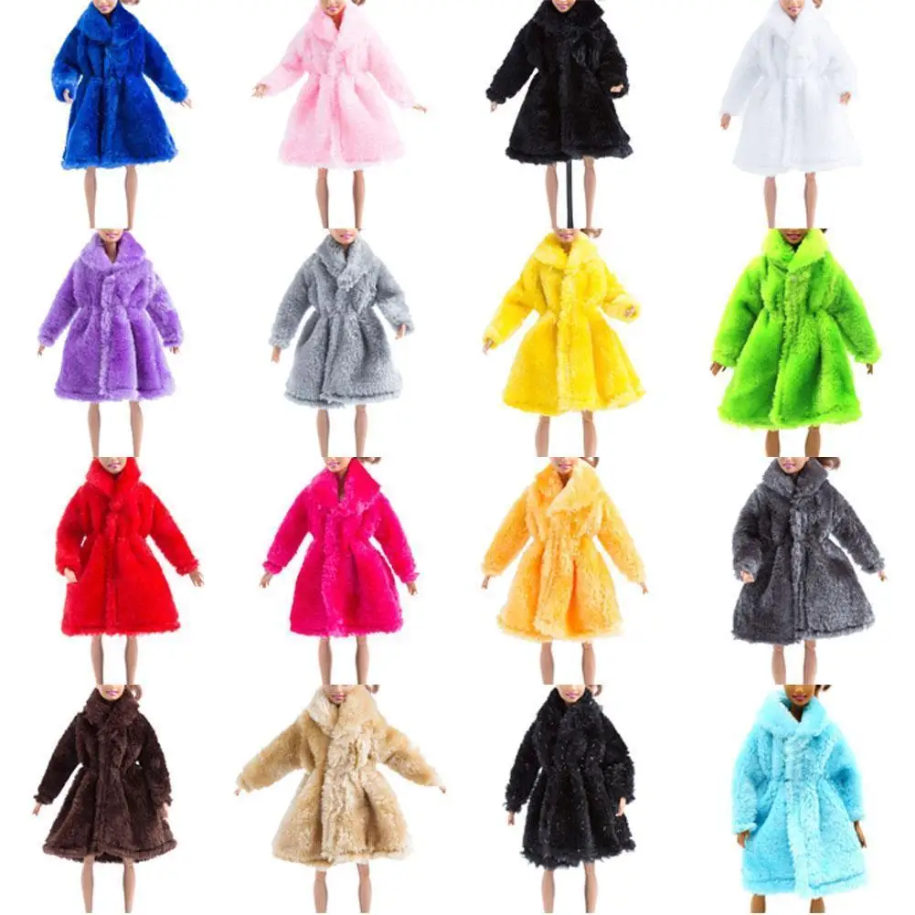 

Однотонная серия плюшевых пальто, одежда из кроличьего меха, плюшевые для кукол Барби, одежда ручной работы, модные куклы для девочек, игруш...