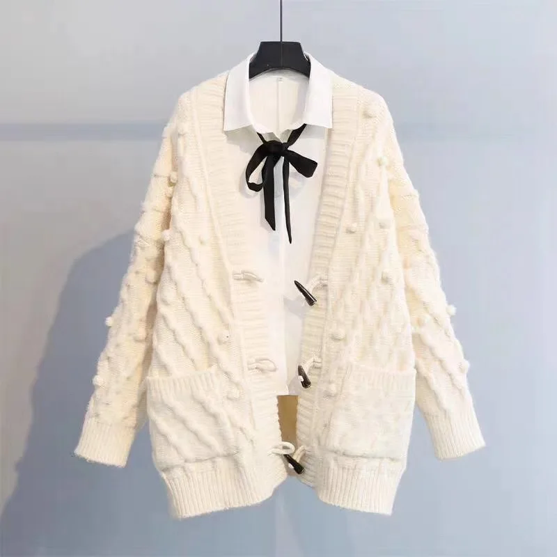 2020 Fashion Wool Ball Decoration Cardigan Sweater Women Lazy Single-breasted Pocket Long Knitted Sweater Female Spring Autumn
2020 Fashion Wool Ball Decoration Cardigan Sweater Women Lazy Single-breasted Pocket Long Knitted Sweater Female Spring Autumn