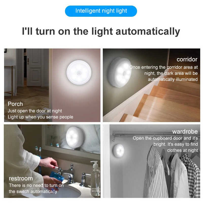 6LED Night Light Motion Sensor LED USB Rechargeable Kitchen Cabinet Light Staircase Closet Room Aisle Lighting Wall Lamp
6LED Night Light Motion Sensor LED USB Rechargeable Kitchen Cabinet Light Staircase Closet Room Aisle Lighting Wall Lamp
