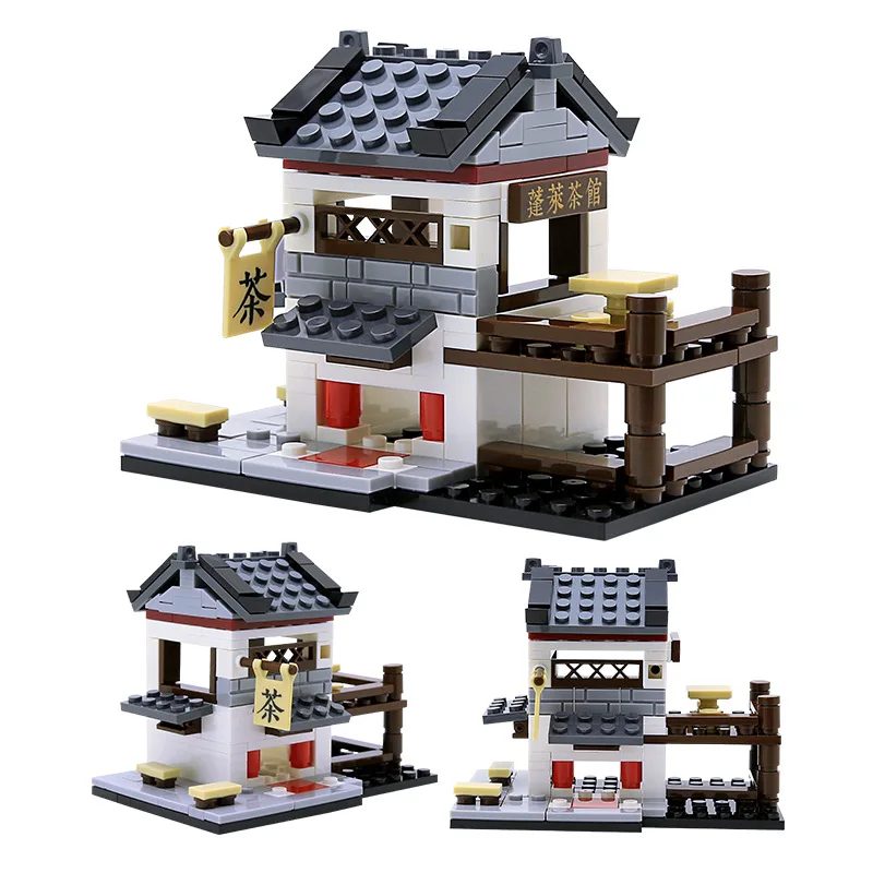 Древняя китайская архитектура Чайный дом серия моделей городских улиц Набор