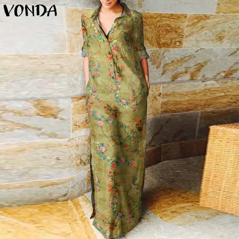 Autumn Dress With Pockets VONDA Women Vintage Floral Printed Lapel Collar Button Up Shirt Dresses Long Sleeve Bohemian Vestidos
Autumn Dress With Pockets VONDA Women Vintage Floral Printed Lapel Collar Button Up Shirt Dresses Long Sleeve Bohemian Vestidos