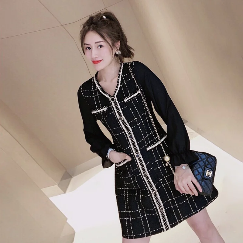 XL-5XL Plus Size 2021 autumn new fashion small fragrance large women's fat sister 200kg thin belly covering dress 11376
XL-5XL Plus Size 2021 autumn new fashion small fragrance large women's fat sister 200kg thin belly covering dress 11376