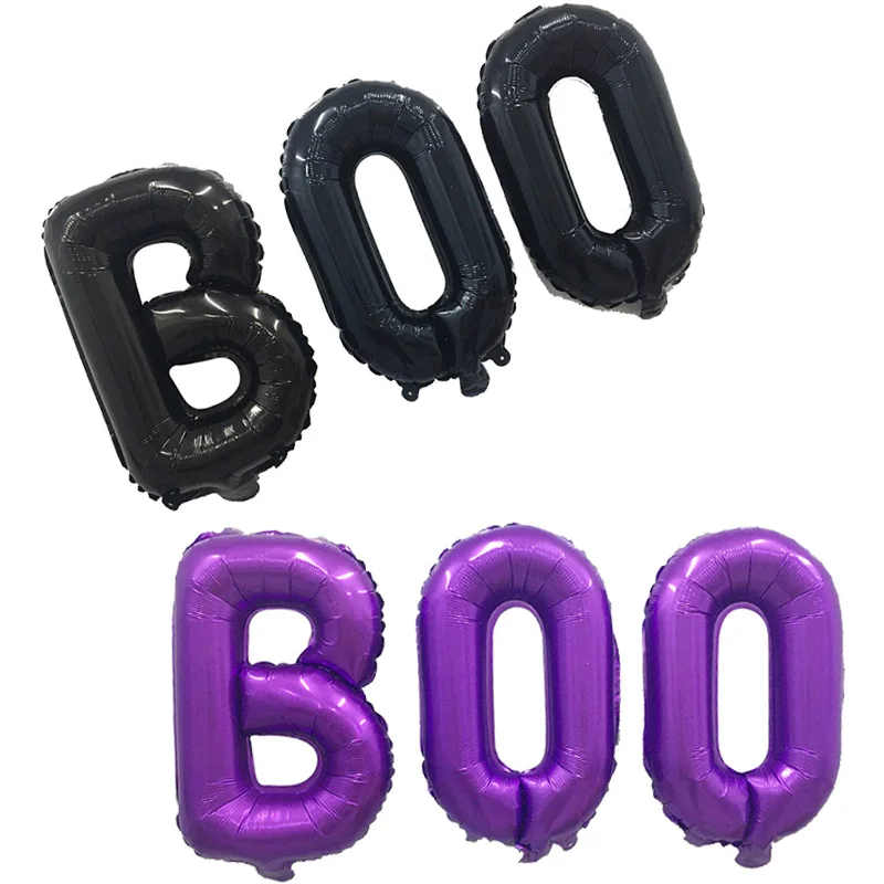 

3pcs BOO Letter Foil Balloons 16inch Halloween Decoration Shopping Mall Party Bedroom Living Room Window Decoration