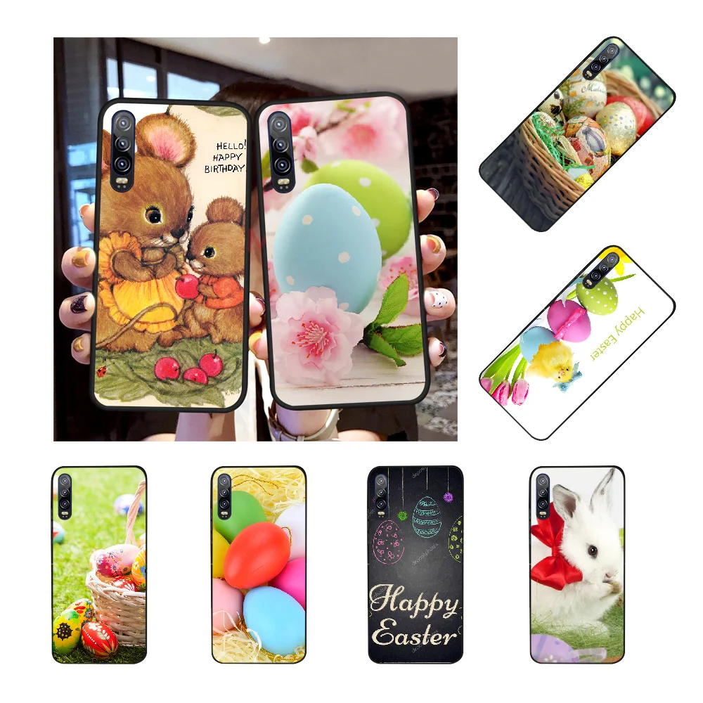 NBDRUICAI Happy Easter Bunn кролик черный мягкий чехол для телефона Huawei P30 P20 P10 P9 P8 Mate 20 10 Pro