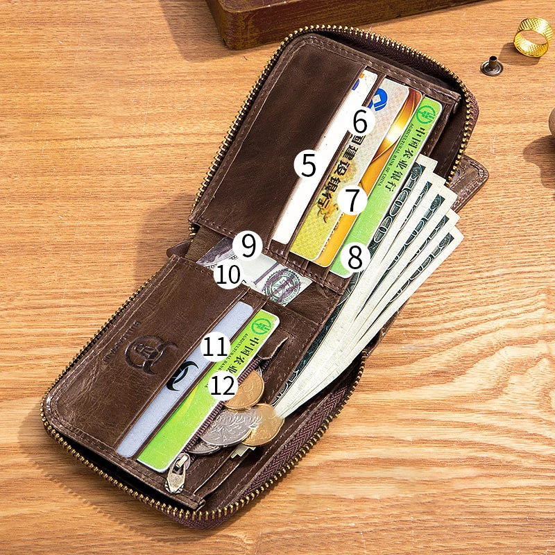 Fashionable First Layer Cowhide Zipper Wallet Horizontal Leather Multi-card Position Thickening Anti Theft Brush Wallets Solid
Fashionable First Layer Cowhide Zipper Wallet Horizontal Leather Multi-card Position Thickening Anti Theft Brush Wallets Solid