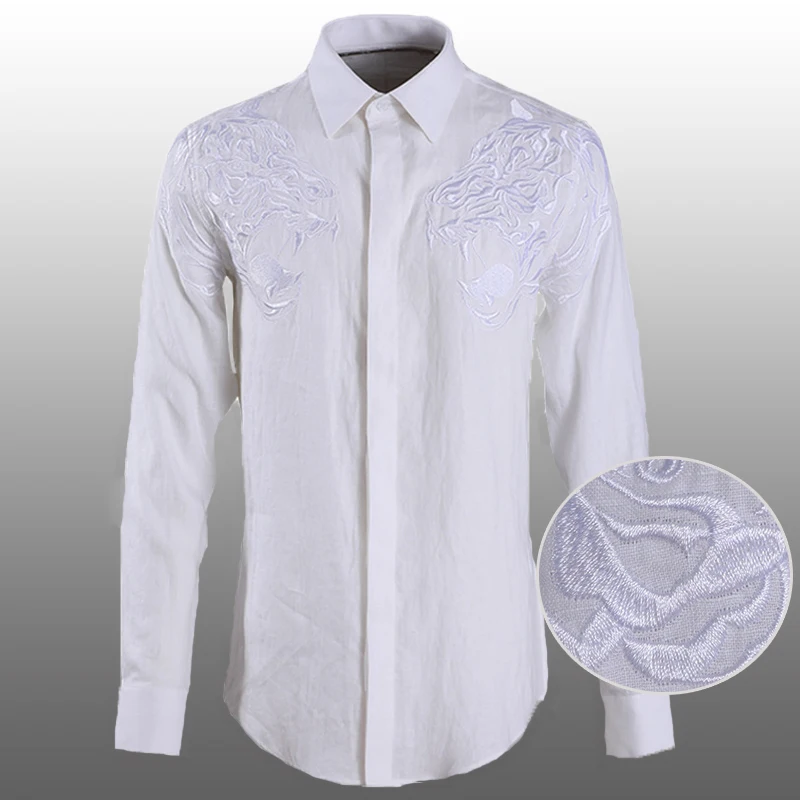 New Linen Mens Shirts Luxury Leopard Embroidery Long Sleeve Men Shirts Plus Size Fashioin Slim Fit Man Shirts
New Linen Mens Shirts Luxury Leopard Embroidery Long Sleeve Men Shirts Plus Size Fashioin Slim Fit Man Shirts