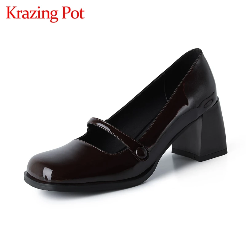 Krazing pot gladiator spring retro fashion square toe mary janes thick high heels wine color French romantic women pumps l1f2
Krazing pot gladiator spring retro fashion square toe mary janes thick high heels wine color French romantic women pumps l1f2