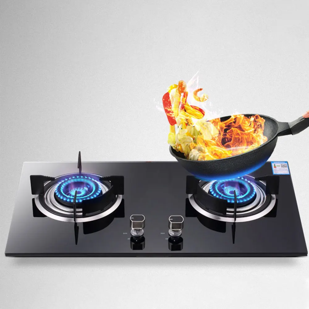 

Double-eye gas stove energy-saving household glass embedded double stove gas stove explosion-proof tempered glass