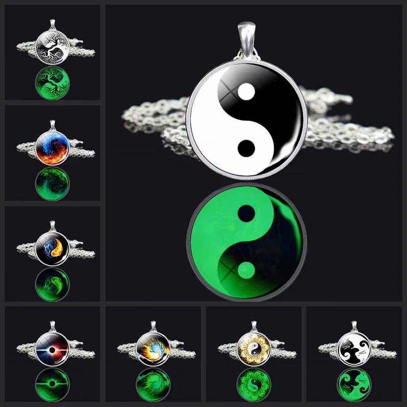 1pc Yin Yang Taichi Symbols Luminous Pendant Necklace Glass Dome Cabochon Jewelry Glowing Silver Color Necklaces Women Gifts 
1pc Yin Yang Taichi Symbols Luminous Pendant Necklace Glass Dome Cabochon Jewelry Glowing Silver Color Necklaces Women Gifts