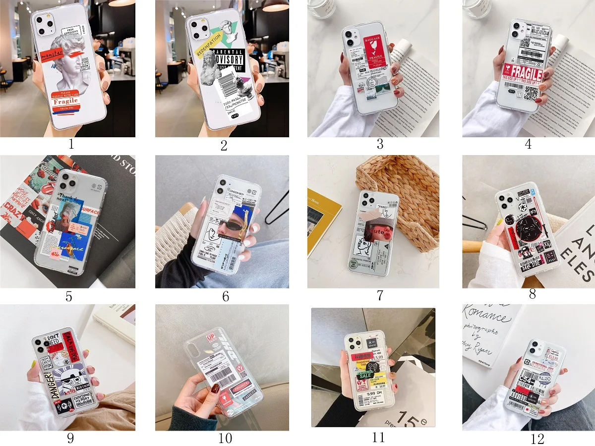 Fashion label soft phone case For iphone 11 cases 12 13 Pro Max 12 13 Mini X XR XS Max 7 8 6 6s Plus transparent Silicone shell
Fashion label soft phone case For iphone 11 cases 12 13 Pro Max 12 13 Mini X XR XS Max 7 8 6 6s Plus transparent Silicone shell