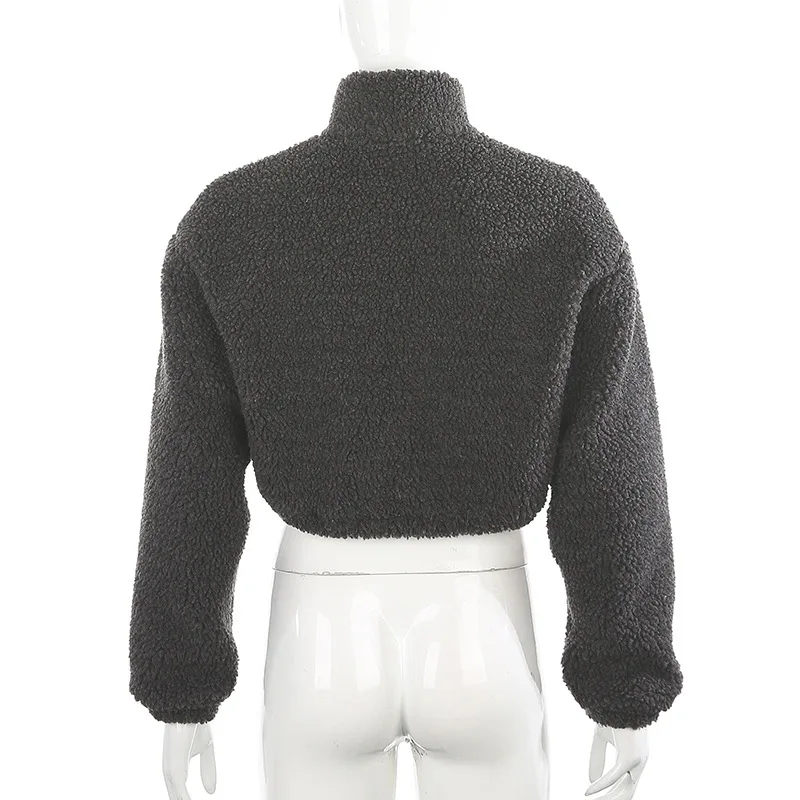 Fashion Fluffy Teddy Sweatshirt Crop Top Women Zip Up Short Sweatshirts Turtleneck Ladies Faux Fleece Warm Cropped Sweatshirts 
Fashion Fluffy Teddy Sweatshirt Crop Top Women Zip Up Short Sweatshirts Turtleneck Ladies Faux Fleece Warm Cropped Sweatshirts