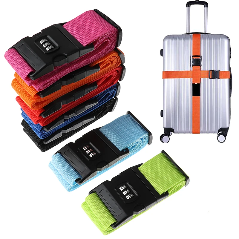 Luggage Strap Cross Belt Packing Adjustable Travel Accessories Suitcase Nylon 3 Digits Password Lock Buckle Tag 200CM | Багаж и сумки