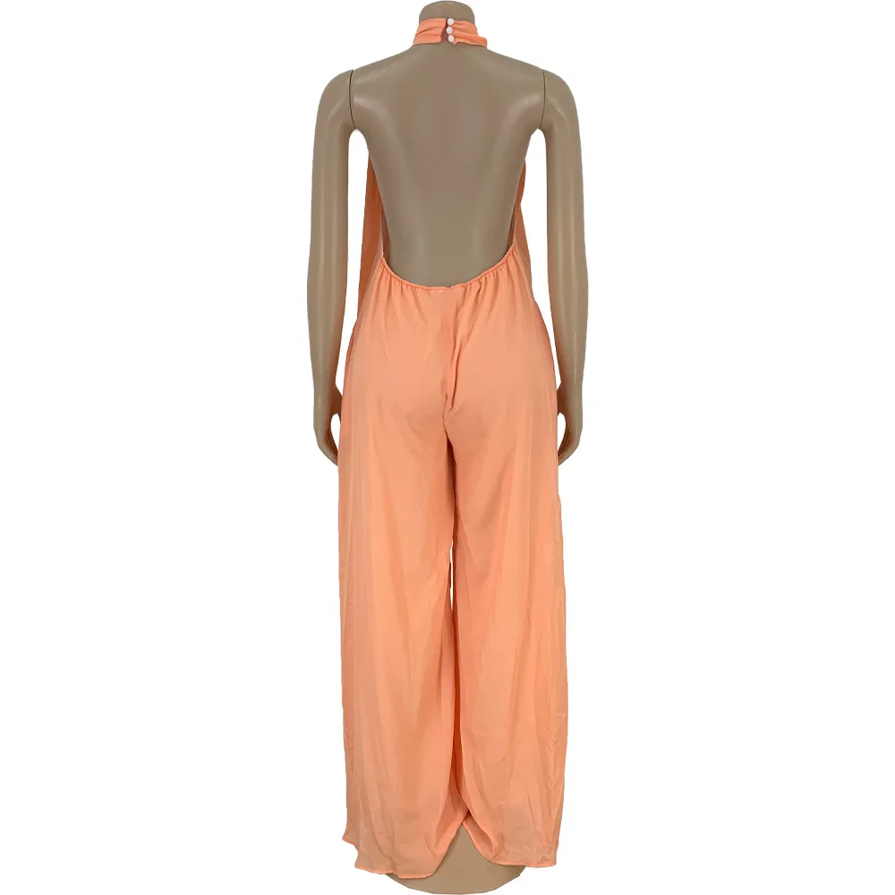 Halter Off Shoulder One Piece Overalls Button Fly Backless Jumpsuits Wide Leg Floor Length Pants Elegant Party Outfits Plus Size
Halter Off Shoulder One Piece Overalls Button Fly Backless Jumpsuits Wide Leg Floor Length Pants Elegant Party Outfits Plus Size