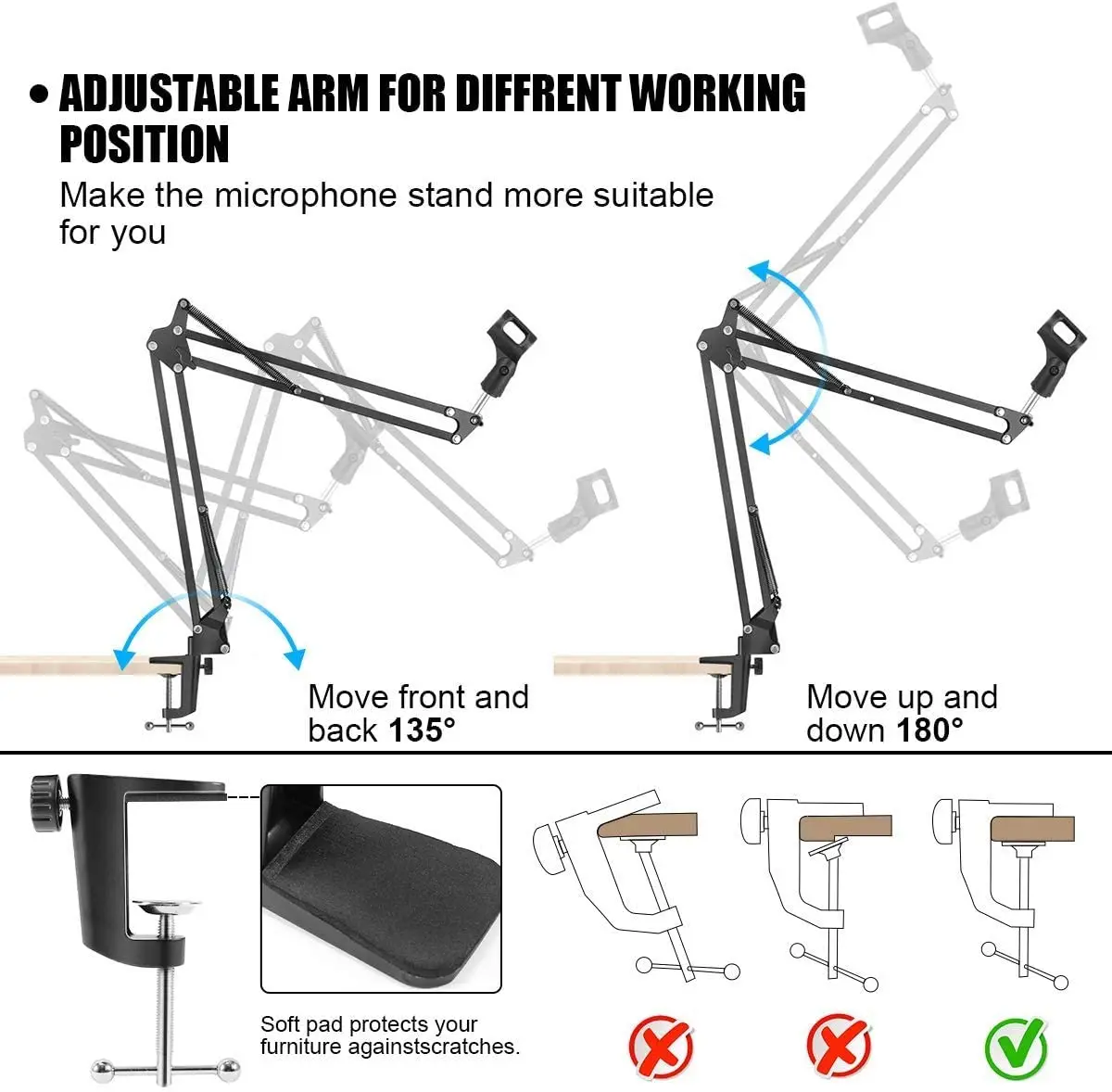 Microphone Boom Arm for hyperx quadcast Heavy Duty Adjustable Gaming Mic Stand for Blue Yeti,Razer Seiren x,Snowball,Fifine
Microphone Boom Arm for hyperx quadcast Heavy Duty Adjustable Gaming Mic Stand for Blue Yeti,Razer Seiren x,Snowball,Fifine