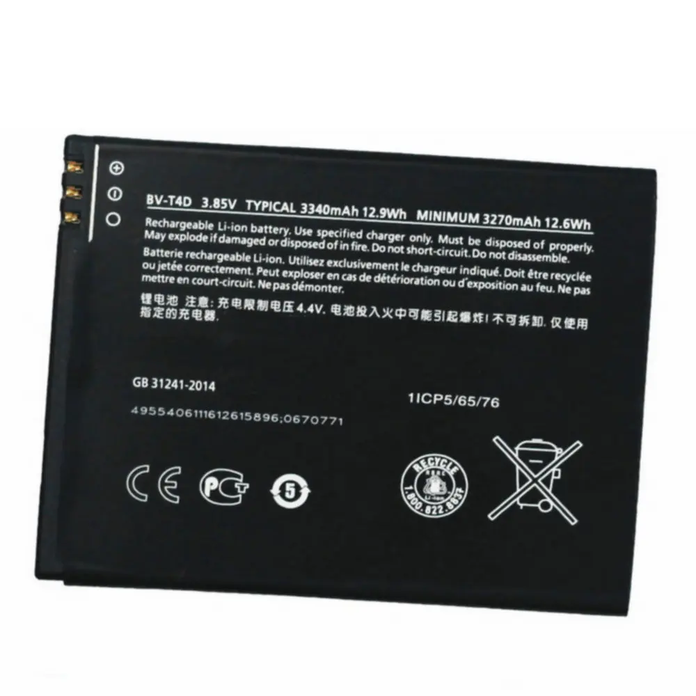 BV-T4D Original battery 3270mah for Nokia Microsoft Lumia 950 XL 940 XL RM-1116 RM-1118 Cellphone batteries
BV-T4D Original battery 3270mah for Nokia Microsoft Lumia 950 XL 940 XL RM-1116 RM-1118 Cellphone batteries