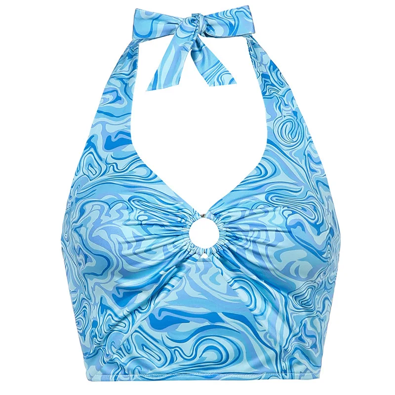 Printed Tie Dye Top Women Sexy Halter Sleeveless Drawstring Ring Corset Top Summer Beach Blue Y2k Tank Top 2021 Bandage
Printed Tie Dye Top Women Sexy Halter Sleeveless Drawstring Ring Corset Top Summer Beach Blue Y2k Tank Top 2021 Bandage