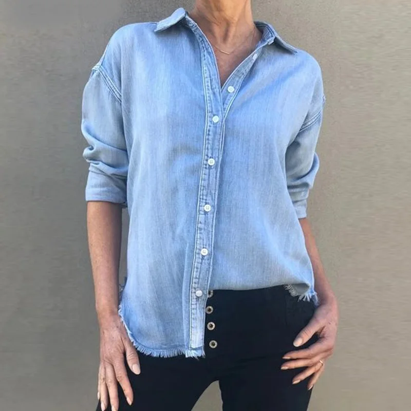 Denim Shirt Women 2021 New Fashion Loose Lazy Top Casual Long Sleeve Retro Single Breasted Mom Shirt Spring/Summer
Denim Shirt Women 2021 New Fashion Loose Lazy Top Casual Long Sleeve Retro Single Breasted Mom Shirt Spring/Summer