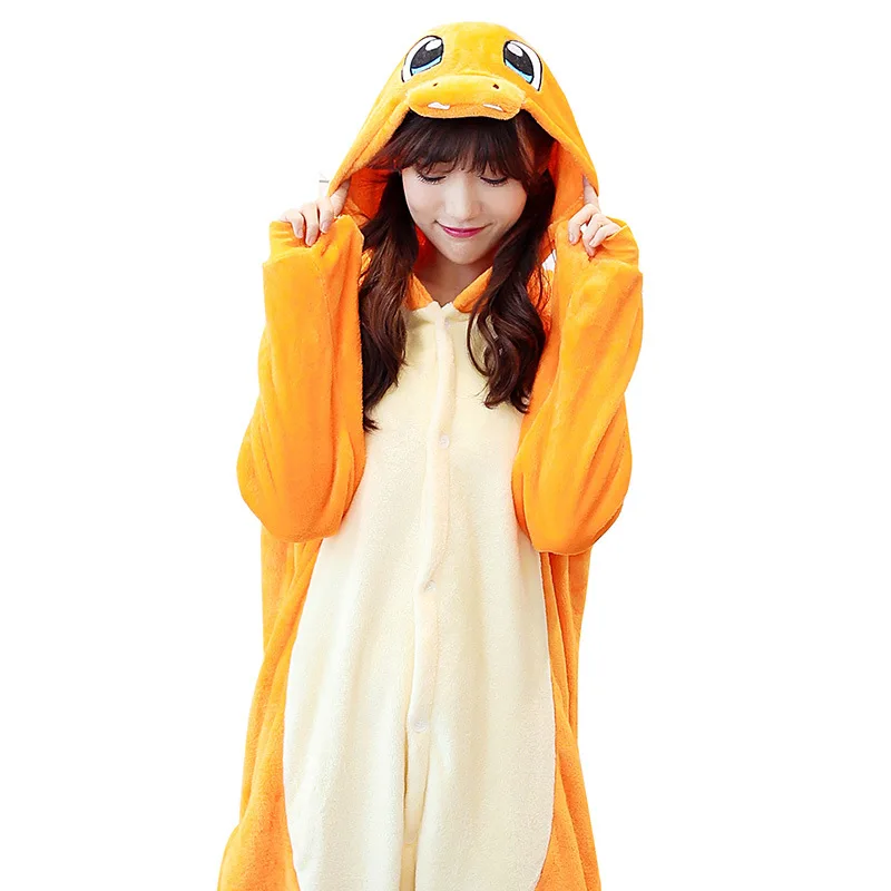 

Adult Kigurumi Onesie Anime Women Costume Cosplay Cartoon Animal Sleepwear Dinosaur Frog Penguin Winter Flannel Hooded Pajama