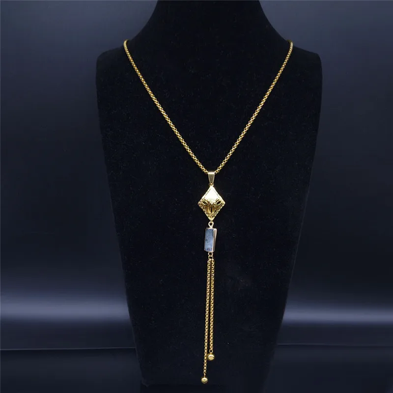 2021 New Long Tassel Stainless Steel Geometric Necklace for Women Gold Color Stone Statement Necklace Jewelry colgante NB17S04
2021 New Long Tassel Stainless Steel Geometric Necklace for Women Gold Color Stone Statement Necklace Jewelry colgante NB17S04
