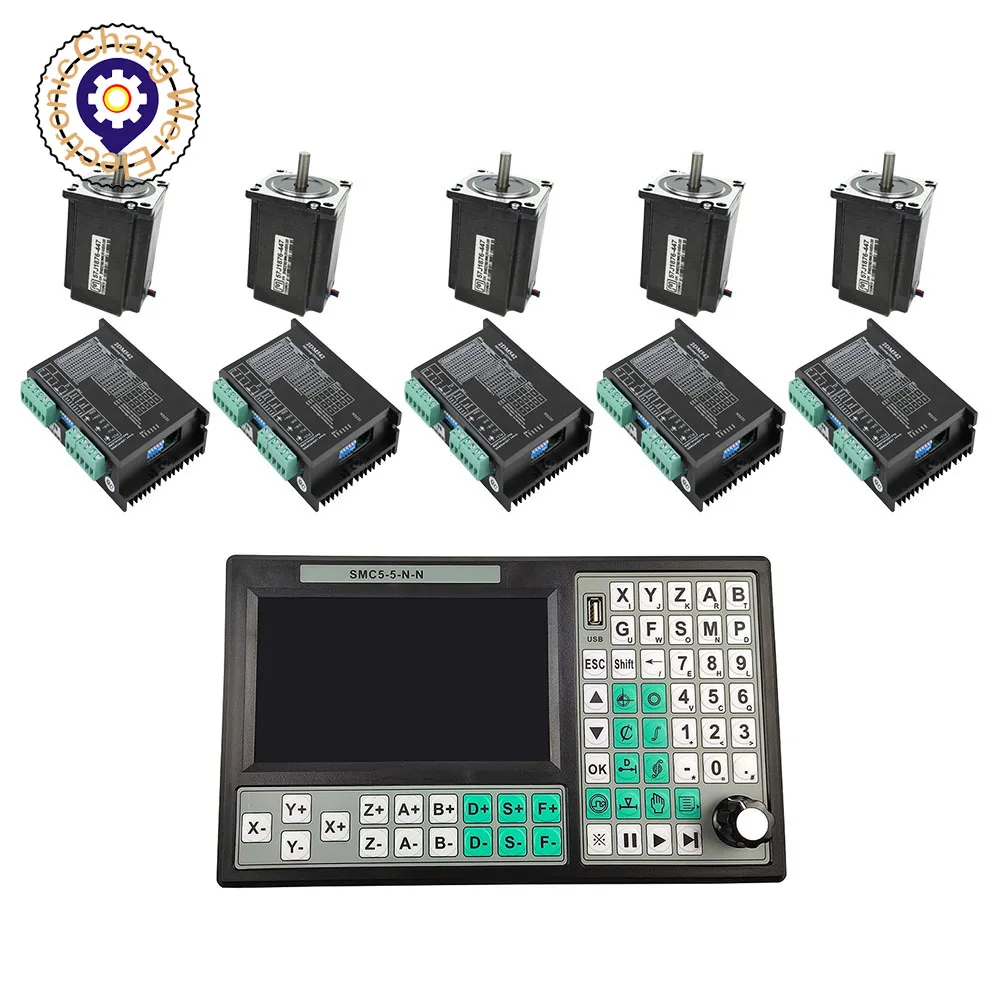 CNC ControllerMach3 Router 5-axis kit 1pcs Offline SMC5-5-N-N+5pcs motor drives 2DM542+5pcs stepper motors 57J1876-447
CNC ControllerMach3 Router 5-axis kit 1pcs Offline SMC5-5-N-N+5pcs motor drives 2DM542+5pcs stepper motors 57J1876-447
