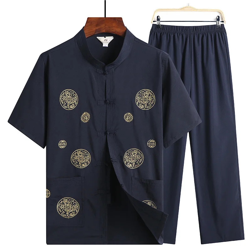 Chinese Style Clothing for Men Summer Short Sleeve Loose Dragon Printing Solid Color Simple Cardigan Sets Leisure Style Clothes
Chinese Style Clothing for Men Summer Short Sleeve Loose Dragon Printing Solid Color Simple Cardigan Sets Leisure Style Clothes
