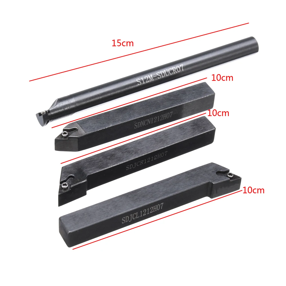 New 4Pcs 12mm Lathe Turning Tool Holder Boring Bar 10Pcs DCMT070204 Carbide Inserts 4Pcs Wrenches 
New 4Pcs 12mm Lathe Turning Tool Holder Boring Bar 10Pcs DCMT070204 Carbide Inserts 4Pcs Wrenches