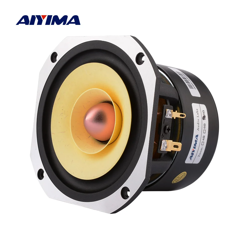 

AIYIMA 4 Inch Full Range Speaker Unit 4 8 Ohm 25W Speaker Tweeter Woofer Aluminum Bullet Home Audio Amplifier Loudspeaker 1Pcs