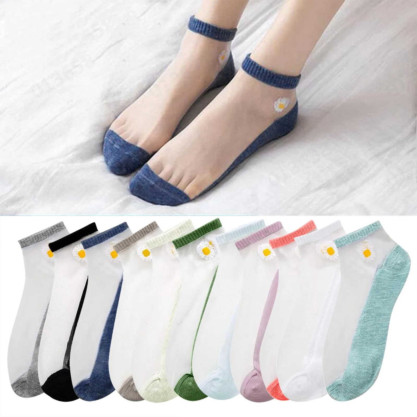 Daisy Embroidery Mesh Short Socks Women Casual Cute Solid Splice Breathable Socks Fashion All-match Transparent Thin Lady Socks
Daisy Embroidery Mesh Short Socks Women Casual Cute Solid Splice Breathable Socks Fashion All-match Transparent Thin Lady Socks