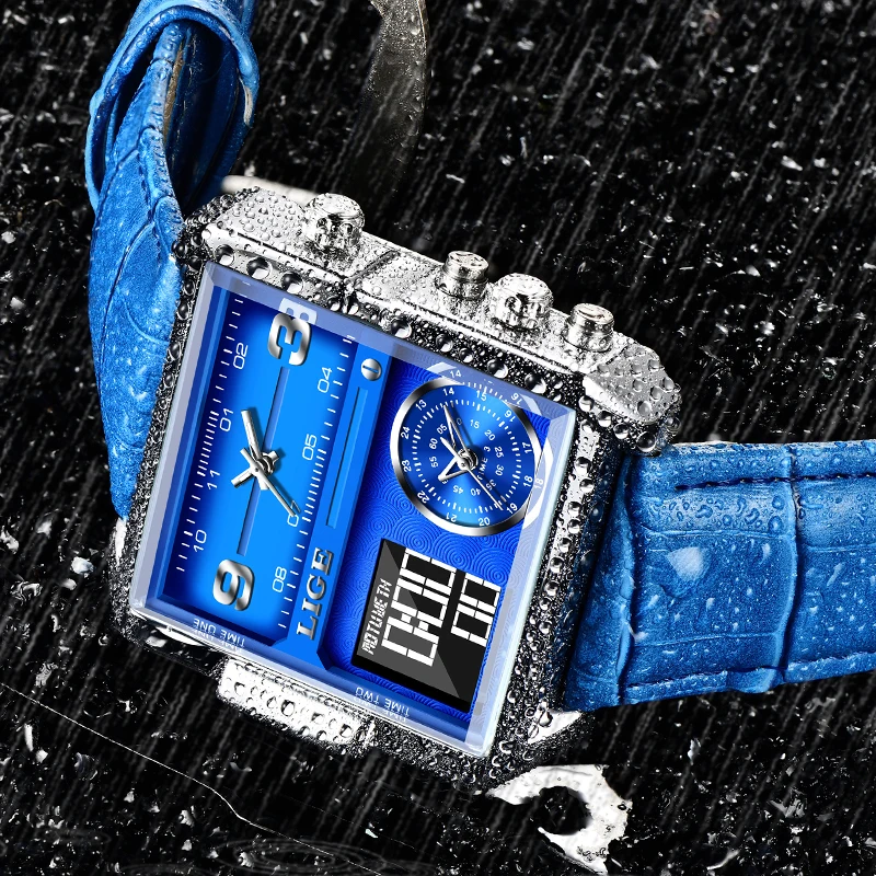 LIGE Luxury Men Watches Top Brand Fashion Square Waterproof Electronic Watch Casual Sport Double Display Wristwatch For Men+Box
LIGE Luxury Men Watches Top Brand Fashion Square Waterproof Electronic Watch Casual Sport Double Display Wristwatch For Men+Box