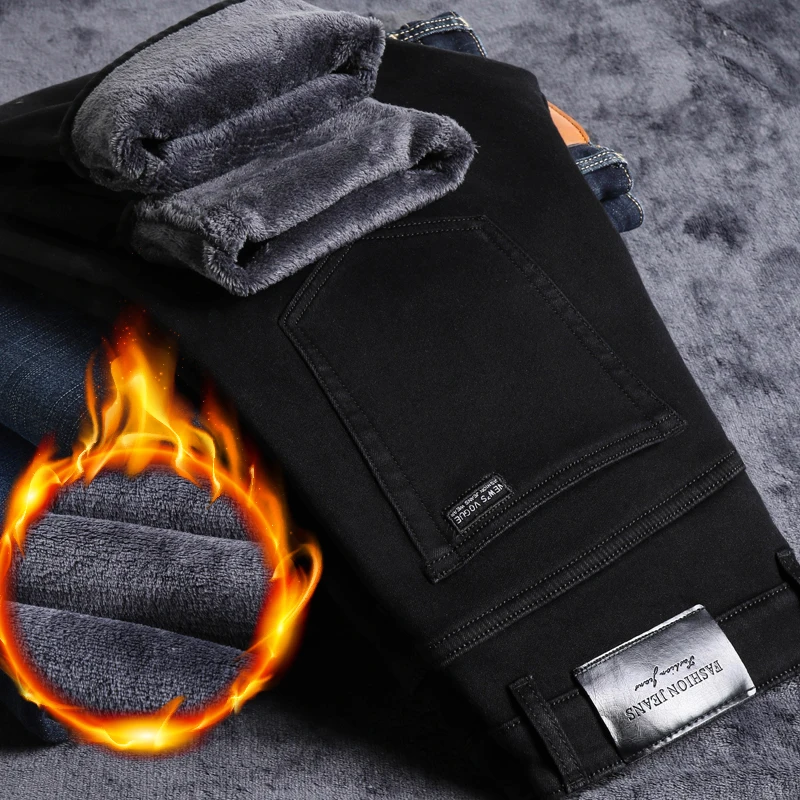 2021 Winter Jeans Men Black Slim Fit Stretch Thick Velvet Pants Warm Jeans Casual Fleece Trousers Male Plus Size
2021 Winter Jeans Men Black Slim Fit Stretch Thick Velvet Pants Warm Jeans Casual Fleece Trousers Male Plus Size