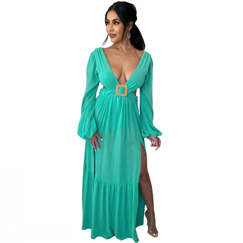 Sexy Women's Long Sleeve Dress Solid Color Elastic Hollow V-Neck Loose Slim Long Dress 2021 Fall Casual Elegant Ladies Clothes
Sexy Women's Long Sleeve Dress Solid Color Elastic Hollow V-Neck Loose Slim Long Dress 2021 Fall Casual Elegant Ladies Clothes