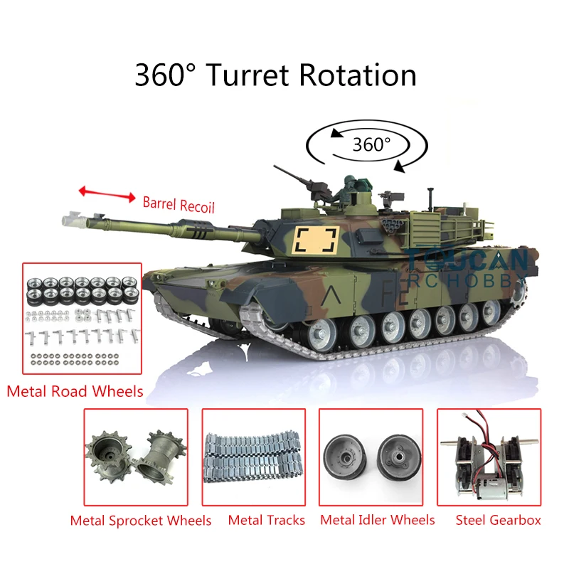Pro Ver Heng Long 1/16 Scale TK7.0 Abrams RC Tank 3918 360° Turret Barrel Recoil Metal Tracks Wheels BB Airsoft Battle Toy
Pro Ver Heng Long 1/16 Scale TK7.0 Abrams RC Tank 3918 360° Turret Barrel Recoil Metal Tracks Wheels BB Airsoft Battle Toy