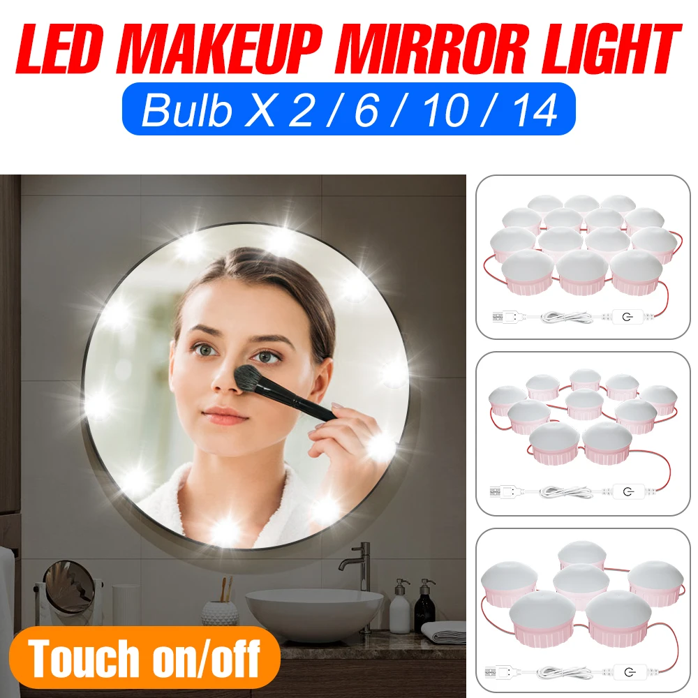 USB Vanity Mirror Light 5V LED Makeup Lamp Cosmetic Bulb 2 6 10 14pcs Dressing Table Lighting LED Hollywood Mirror Fill Light
USB Vanity Mirror Light 5V LED Makeup Lamp Cosmetic Bulb 2 6 10 14pcs Dressing Table Lighting LED Hollywood Mirror Fill Light