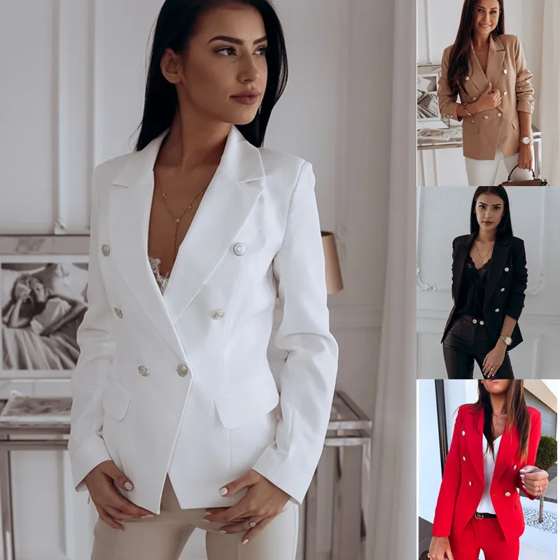 autumn and winter high quality suit coat metal button double breasted suit women
autumn and winter high quality suit coat metal button double breasted suit women