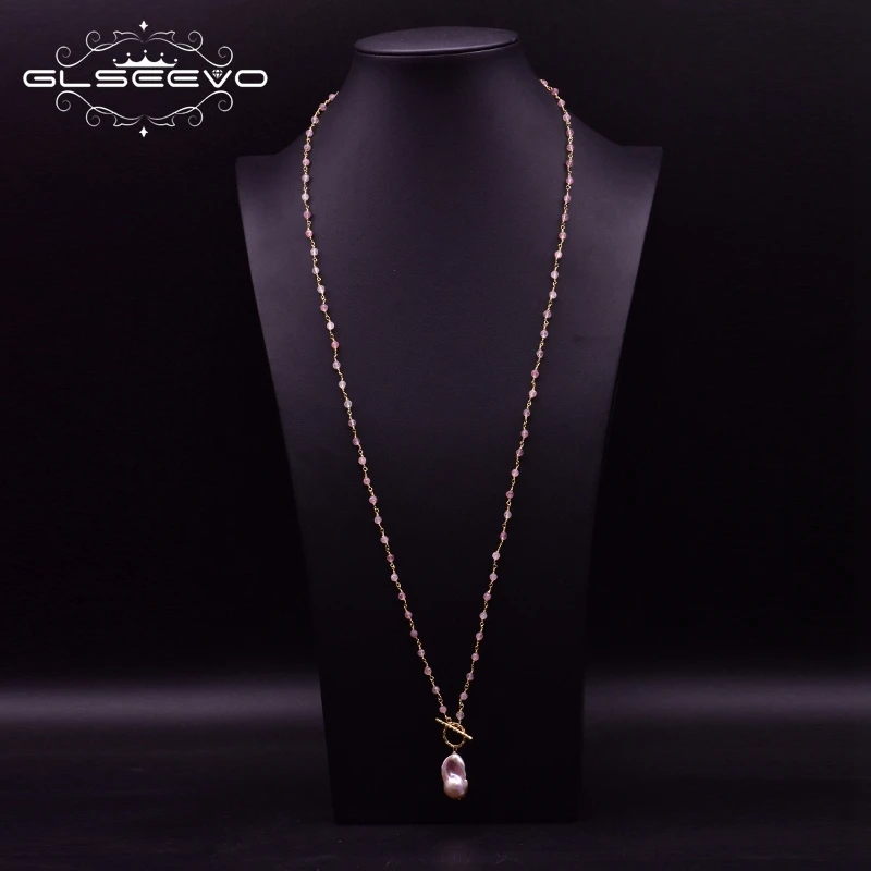 GLSEEVO Natural Baroque Pearl Pink Crystal Pendant Long Necklace Woman Wedding Birthday Party Noble Jewelry GN0216B
GLSEEVO Natural Baroque Pearl Pink Crystal Pendant Long Necklace Woman Wedding Birthday Party Noble Jewelry GN0216B