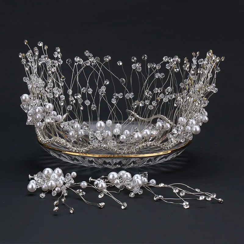 pearl round tiara Bride Crown earring set luxury hair jewelry Wedding hair Accessories
pearl round tiara Bride Crown earring set luxury hair jewelry Wedding hair Accessories