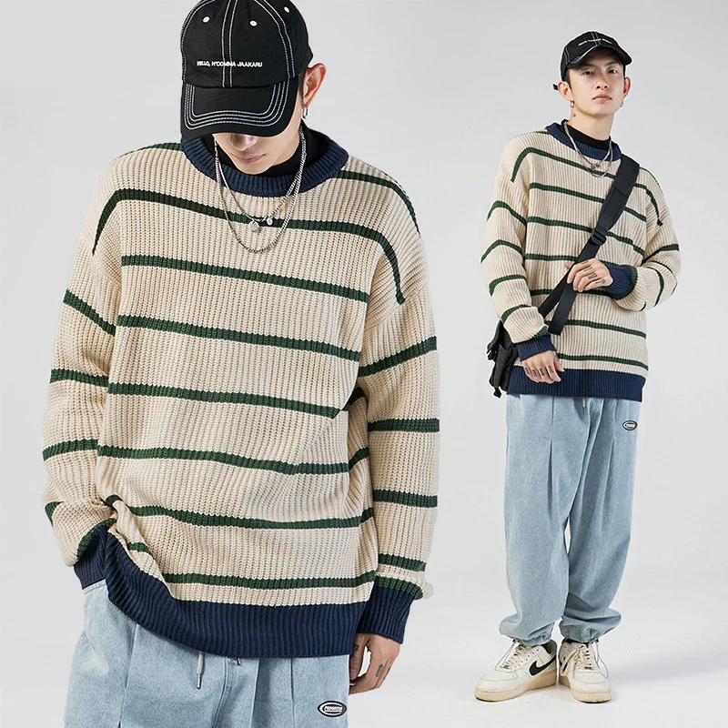 2021 The new listing Contrast Stripe Knitted sweater Autumn Men And Women's Plus Pullover Harajuku Oversized Sweater Hot Sale
2021 The new listing Contrast Stripe Knitted sweater Autumn Men And Women's Plus Pullover Harajuku Oversized Sweater Hot Sale