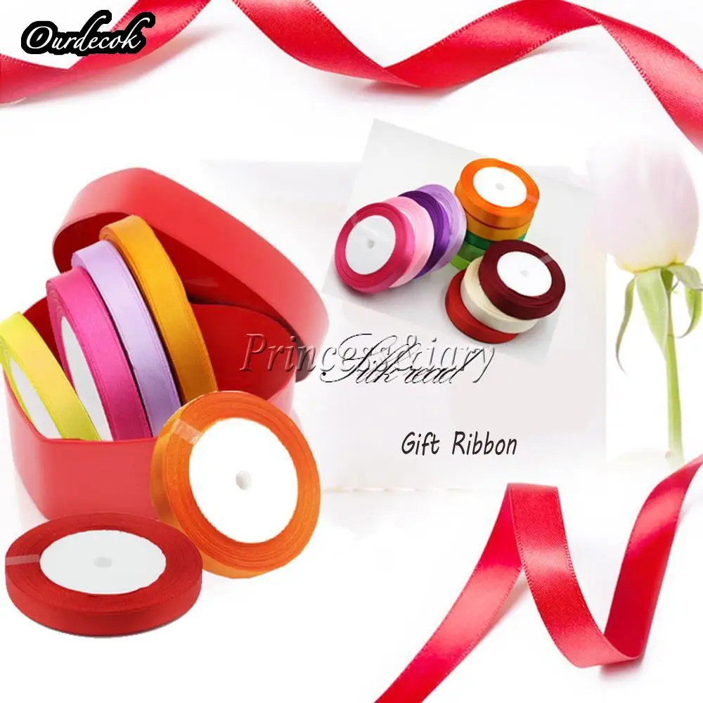 13 Colors Solid Color 1 roll 25 yard 1/4"(6mm) single face satin ribbon 25yards/roll option gift packing Wedding decor | Дом и сад