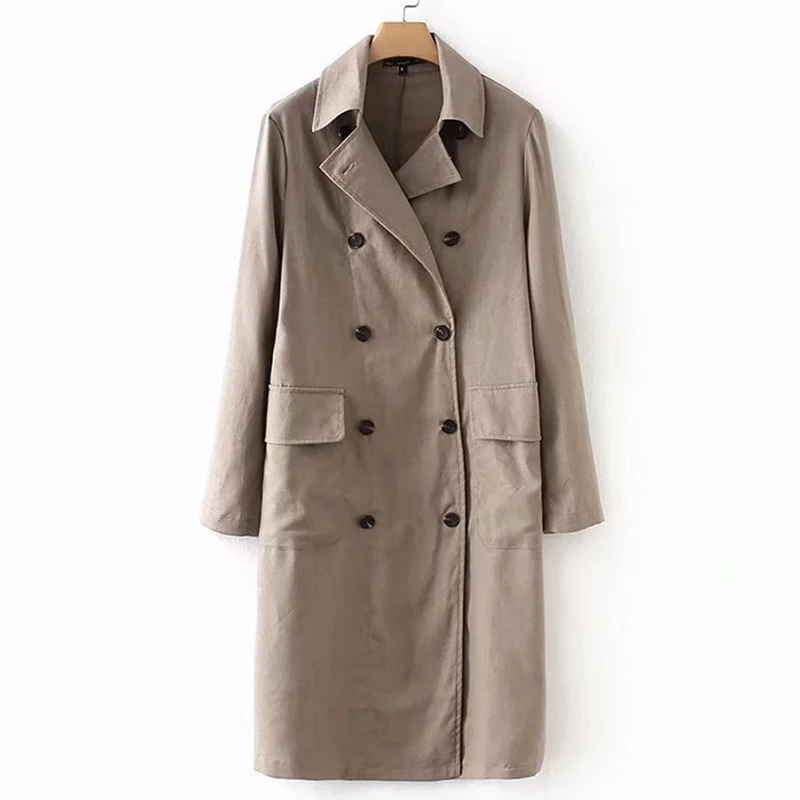 Autumn Female Long Solid Trench Lightweight Europe Style Women Linen Double Brested Coat L2011050
Autumn Female Long Solid Trench Lightweight Europe Style Women Linen Double Brested Coat L2011050