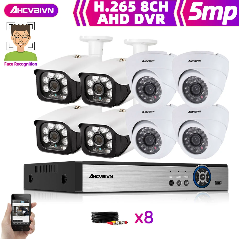 H.265 8CH 5MP AHD Face Audio Record DVR Security Camera System Kit AHD Camera Outdoor Waterproof CCTV Video Surveillance DVR Set
H.265 8CH 5MP AHD Face Audio Record DVR Security Camera System Kit AHD Camera Outdoor Waterproof CCTV Video Surveillance DVR Set